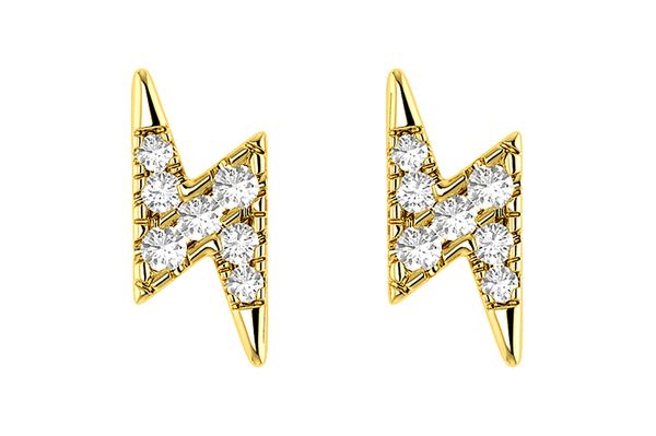 Lightning Bolt Stud Diamond Earrings 14k Solid Gold 0.05ctw