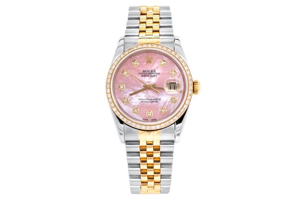 Rolex - Datejust 36 - 16233 - Steel & Gold - Custom Diamond Bezel & Dial - (500-06228)