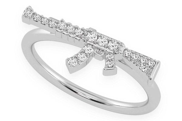 Ak47 Diamond Ring 14k Solid Gold 0.10ctw