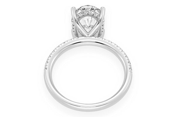 Thinn - 3.00ct Oval Solitaire - One Row Under Halo - Diamond Engagement Ring - All Natural Vs Diamonds