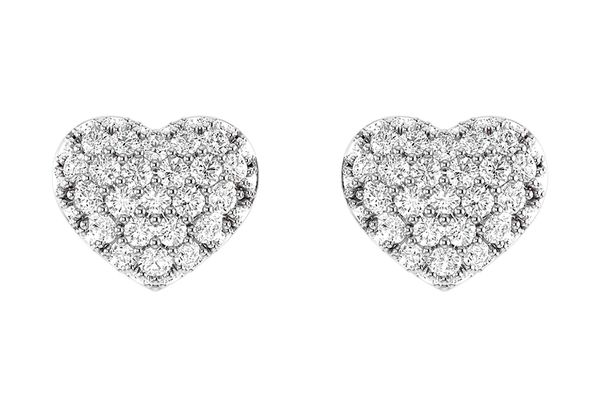 Bubbly Diamond Heart Stud Earrings 14k Solid Gold 0.20ctw 