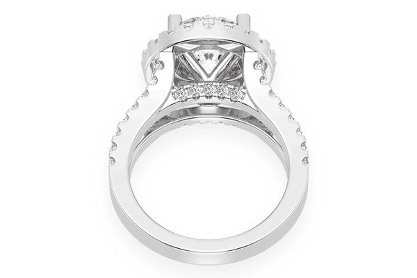 3.00ct Round Solitaire - Two Row Split - Diamond Engagement Ring - All Natural Vs Diamonds