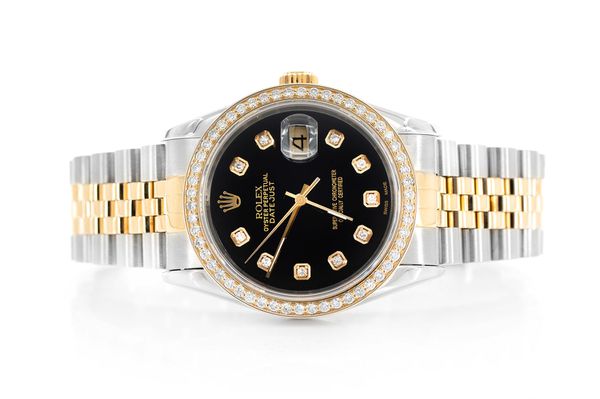 Rolex Datejust 36MM 18k Yellow Gold & Steel (16233) 1.25ctw Diamond Bezel