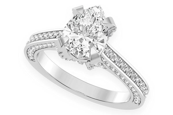 Chant - 1.50ct Pear Solitaire - Deluxe One Row Scallop - Diamond Engagement Ring - All Natural