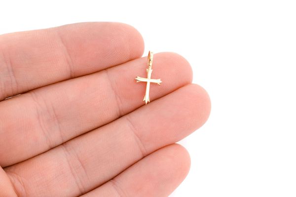 Triple Points Cross 14k Solid Gold