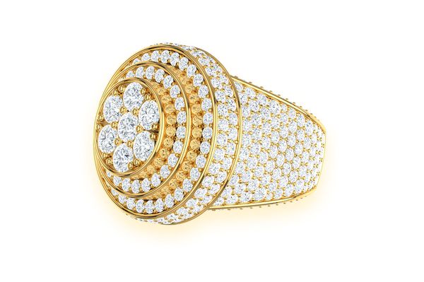 Three Layer Lollipop Signet Diamond Ring 14k Solid Gold 6.00ctw