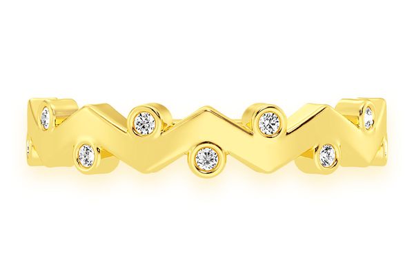 Zig Zag Bezel Diamond Ring 14k Solid Gold 0.10ctw