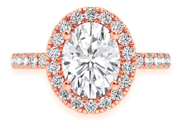 Thav - 1.00ct Oval Solitaire - Scallop Halo One Row - Diamond Engagement Ring - All Natural Vs Diamonds