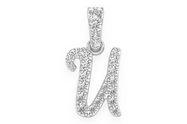 Icebox Cursive Letter Diamond Pendant 14k Solid Gold 0.10ctw