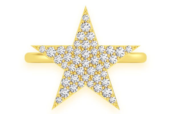 5 Point Star Ring 14k Solid Gold 0.35ctw 