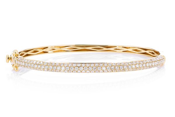 3 Row Bubbly Diamond Bangle Bracelet 2.00ctw 14k Solid Gold