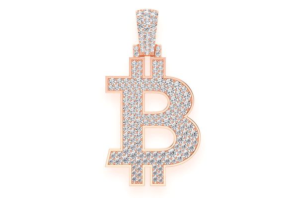 Bitcoin B Symbol Diamond Pendant 14k Solid Gold 1.25ctw