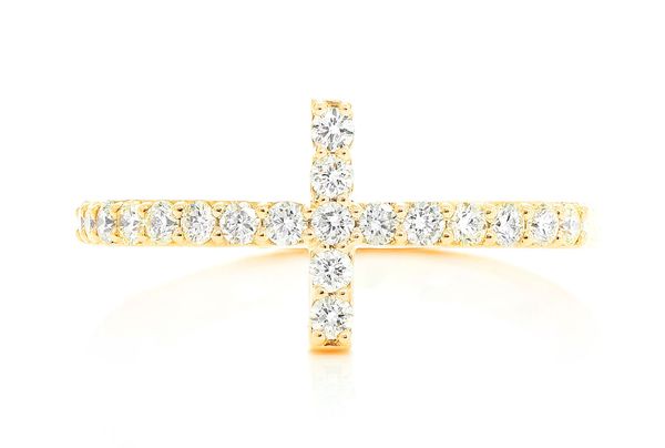 Cross Diamond Ring 14k Solid Gold 0.50ctw