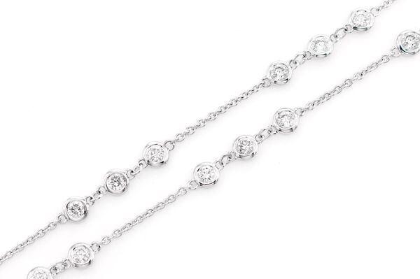 Three Stone Bezel Set Diamond Necklace 14k Solid Gold 2.00ctw