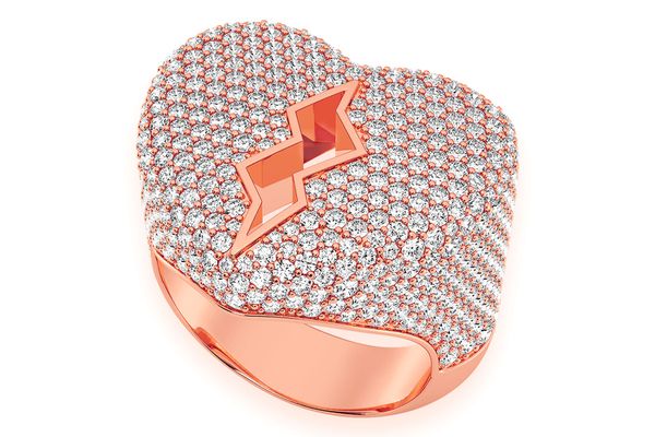 Broken Heart Signet Diamond Ring 14k Solid Gold 4.50ctw