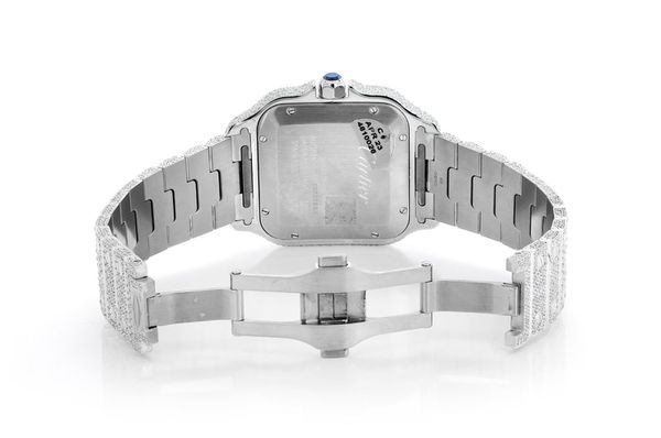 Cartier Santos De Cartier Steel 40MM (4072) - 20.50ctw Fully Iced Out