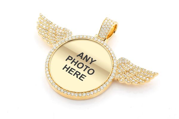 Winged Picture Diamond Pendant 14k Solid Gold 3.00ctw 