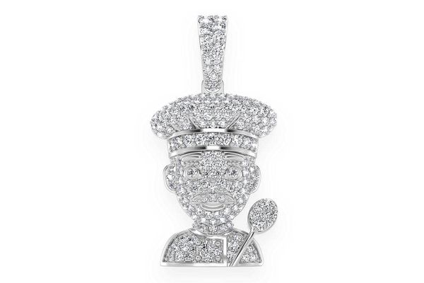 Chef Diamond Pendant 14k Solid Gold 0.85ctw