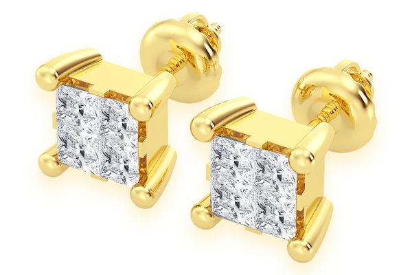 0.75ctw Quad Stud Diamond Earrings 14k Solid Gold 