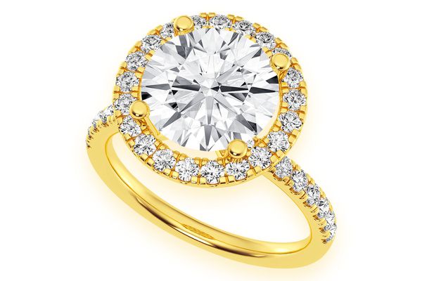 Thav - 3.00ct Round Solitaire - Scallop Halo One Row - Diamond Engagement Ring - All Natural Vs Diamonds