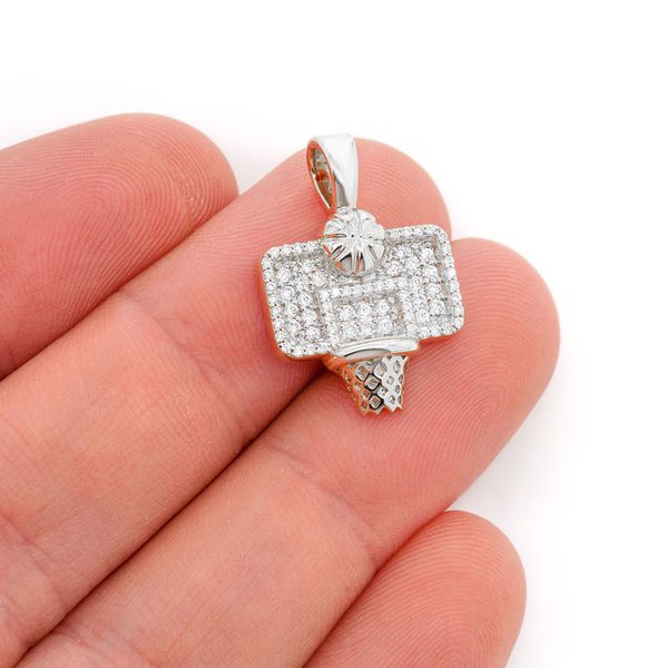 Basketball Hoop Diamond Pendant 14k Solid Gold 1.00ctw