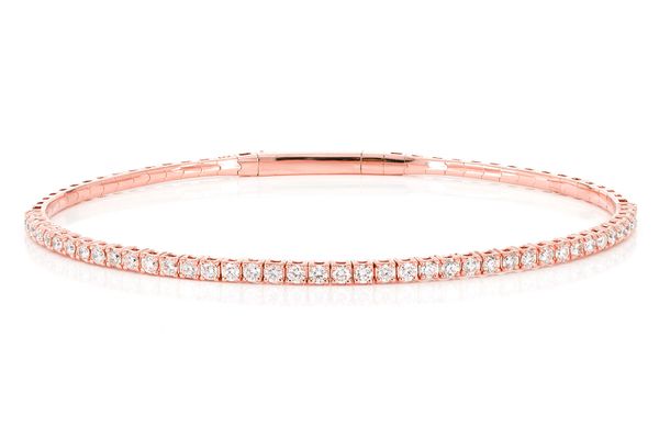 2pt Prong Set Diamond  Flex Bangle Tennis Bracelet 1.00ctw 14k Solid Gold