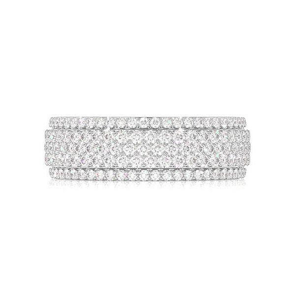 Multi Row Diamond Pave Band 14k Solid Gold 1.00ctw