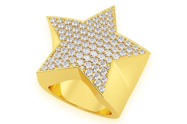 Star Signet Ring 14k Solid Gold 2.25ctw