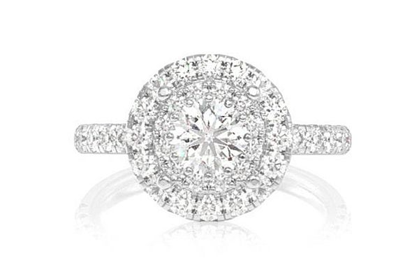 1.50ctw - Round Double Halo - Diamond Engagement Ring - All Natural