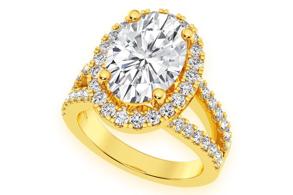 3.00ct Oval Solitaire - Two Row Split - Diamond Engagement Ring - All Natural Vs Diamonds