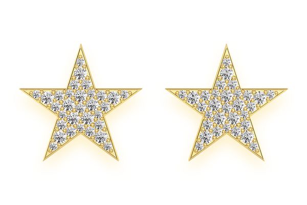 5 Point Star Stud Diamond Earrings 14k Solid Gold 0.40ctw