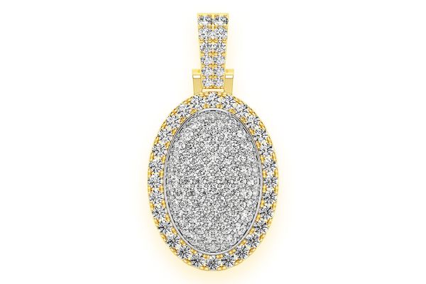 Oval Pillow Double Layer Diamond Pendant 14k Solid Gold 2.50ctw