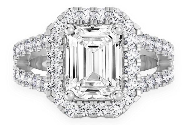 Sphinx - 2.00ct Emerald Cut Solitaire - Split Shank Halo - Diamond Engagement Ring - All Natural