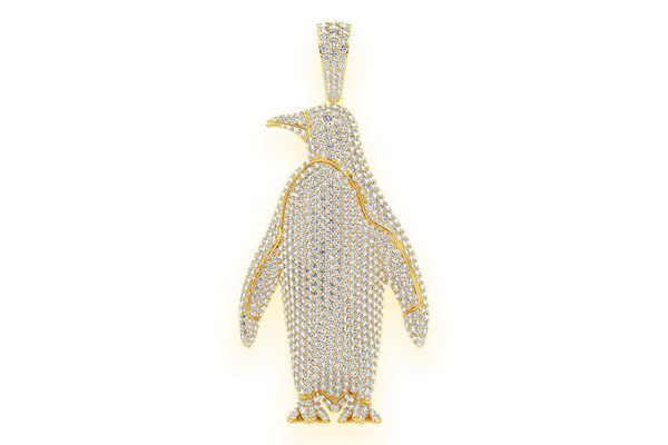 Penguin Diamond Pendant 14k Solid Gold 16.25ctw