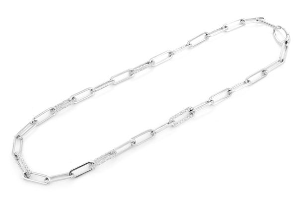 3 Row Elongated Rolo Link Necklace 14k Gold 3.00ctw