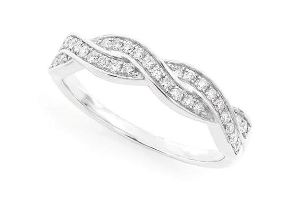 Weaved Stackable Diamond Band 14k Solid Gold 0.20ctw