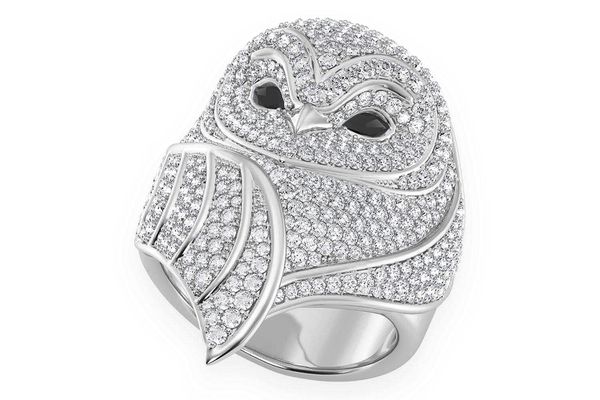 Owl Diamond Ring 14k Solid Gold 3.00ctw