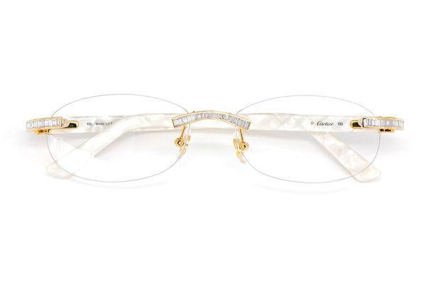 Icebox Cartier Glasses Iced Out Diamonds Rimless 1.62ctw Yellow Gold