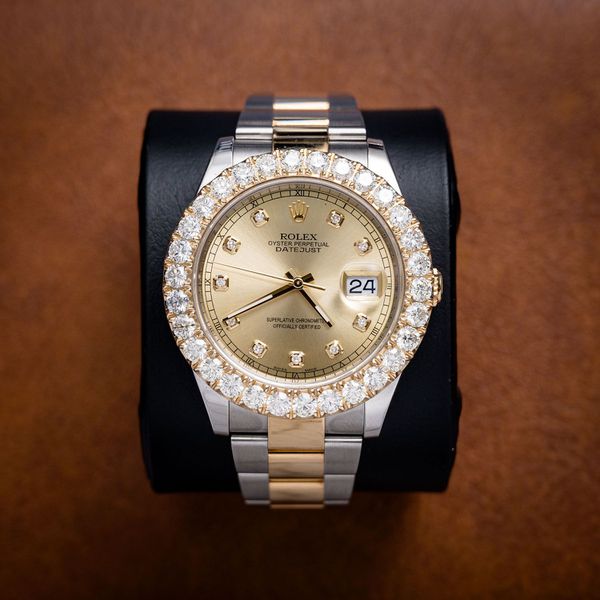 Rolex Datejust 41 - Ss/18ky 6 3/8ctw Custom Dia Bezel (2011) - Nc