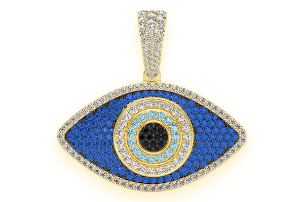 Evil Eye Diamond Pendant 14k Solid Gold 3.50ctw