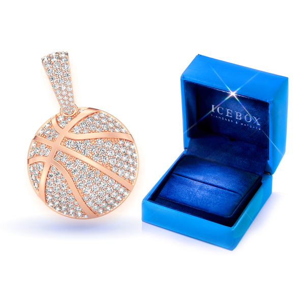 Basketball Diamond Pendant 14k Solid Gold 2.00ctw