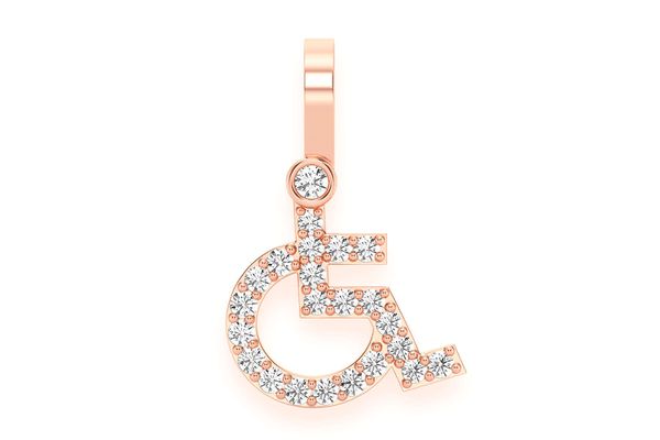 Wheelchair Diamond Pendant 14k Solid Gold .20ctw