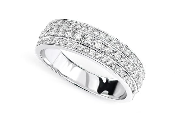 Three Row Diamond Ring 14k White Gold 1.00ctw 