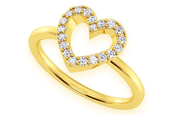 Icebox - Open Heart Diamond Ring 14k Solid Gold 0.15ctw