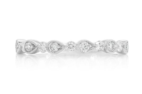 Icebox - Round & Pear Bezel Stackable Diamond Band 14k Solid Gold 0.35ctw