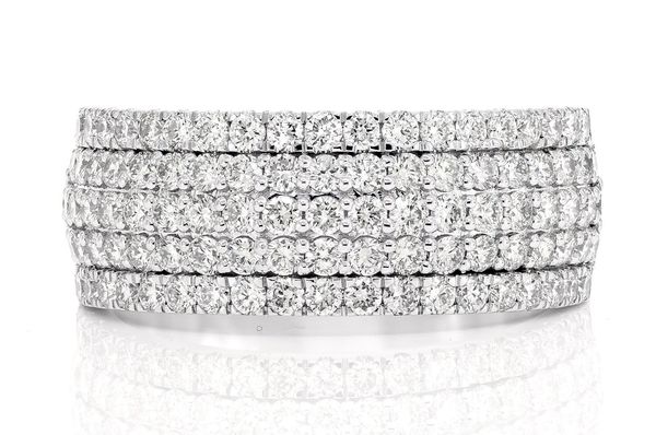 Multi Row French Pave Diamond Band 14k Solid Gold 2ctw