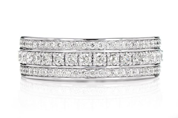 Three Row Diamond Ring 14k White Gold 1.00ctw 