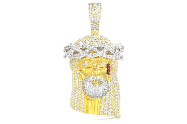 Jesus Diamond Pendant 14k Solid Gold 3.75ctw