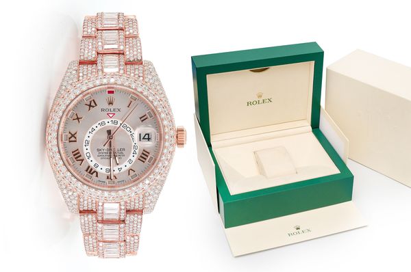 Iced out best sale rose gold rolex