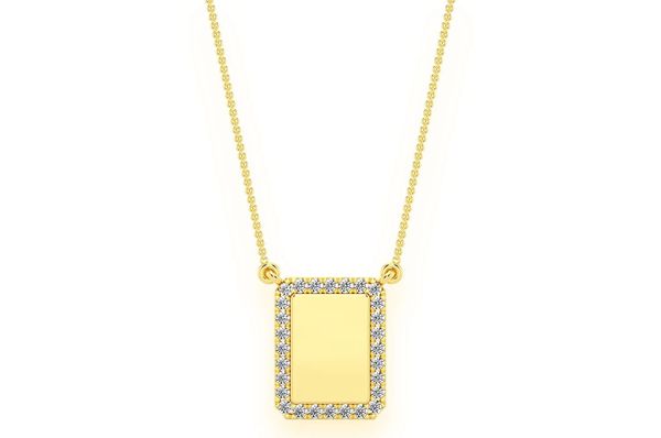 Rectangle Picture Diamond Necklace Connected 14k Solid Gold 0.15ctw